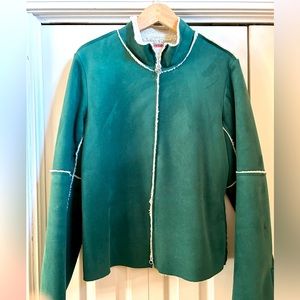 Jade color suede zip front jacket by Velvet
